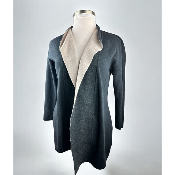 MM LaFleur O'Keeffe Sweater Cardigan Wool Silk Cashmere Duster XL *MISSING BELT* - Picture 2 of 16